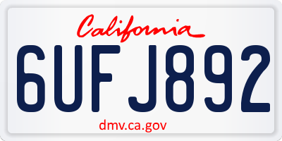 CA license plate 6UFJ892