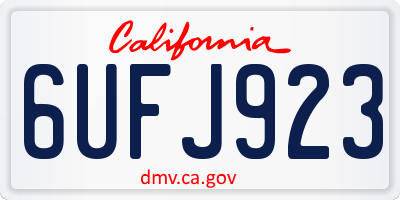 CA license plate 6UFJ923