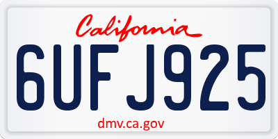 CA license plate 6UFJ925