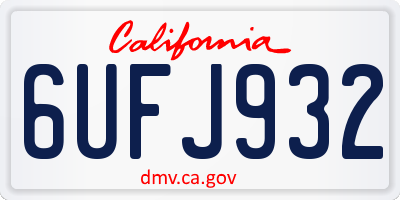 CA license plate 6UFJ932