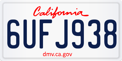 CA license plate 6UFJ938