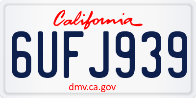 CA license plate 6UFJ939