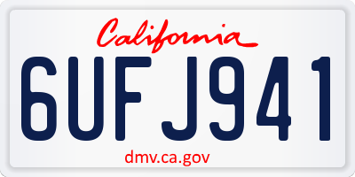 CA license plate 6UFJ941