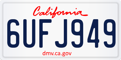 CA license plate 6UFJ949