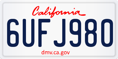 CA license plate 6UFJ980