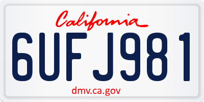 CA license plate 6UFJ981