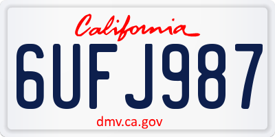CA license plate 6UFJ987