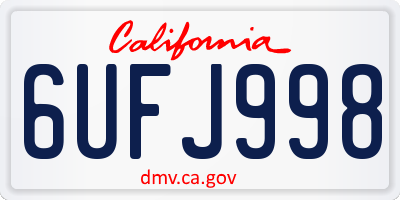 CA license plate 6UFJ998