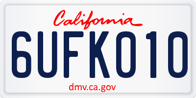 CA license plate 6UFK010