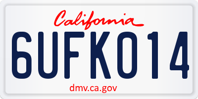 CA license plate 6UFK014