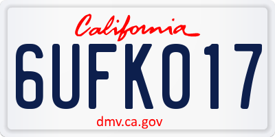 CA license plate 6UFK017