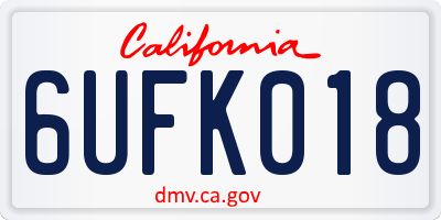 CA license plate 6UFK018