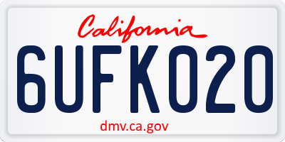 CA license plate 6UFK020