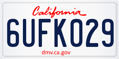 CA license plate 6UFK029