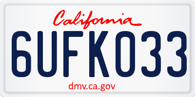 CA license plate 6UFK033
