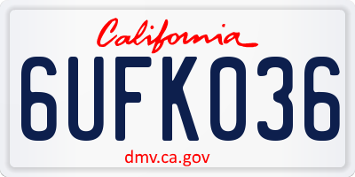 CA license plate 6UFK036