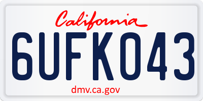 CA license plate 6UFK043