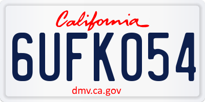 CA license plate 6UFK054