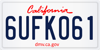 CA license plate 6UFK061