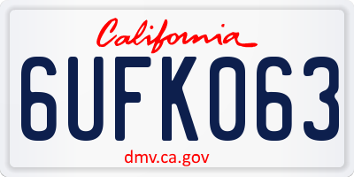 CA license plate 6UFK063