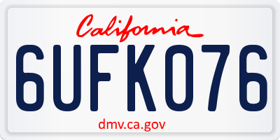 CA license plate 6UFK076