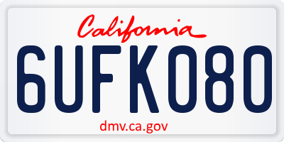 CA license plate 6UFK080
