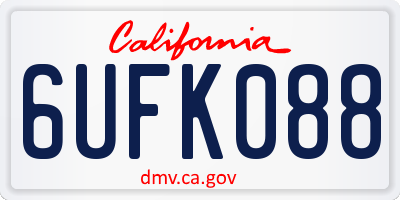 CA license plate 6UFK088
