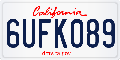 CA license plate 6UFK089