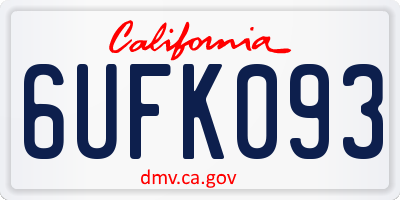 CA license plate 6UFK093