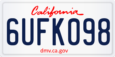 CA license plate 6UFK098