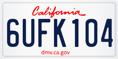 CA license plate 6UFK104