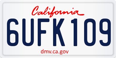 CA license plate 6UFK109