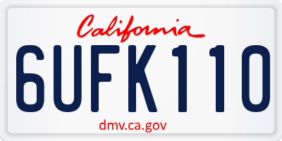 CA license plate 6UFK110
