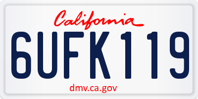 CA license plate 6UFK119