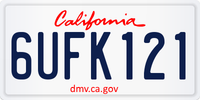 CA license plate 6UFK121