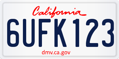 CA license plate 6UFK123