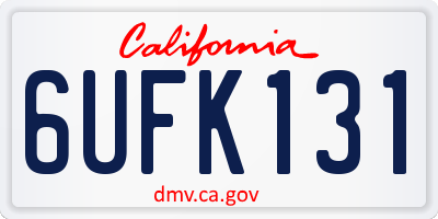 CA license plate 6UFK131