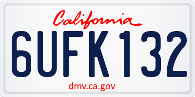 CA license plate 6UFK132