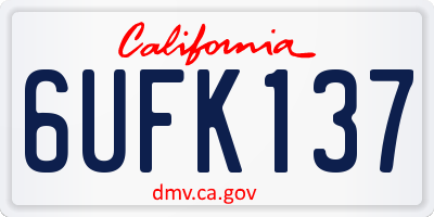 CA license plate 6UFK137