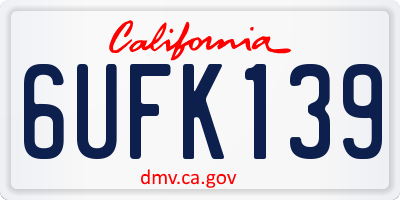 CA license plate 6UFK139