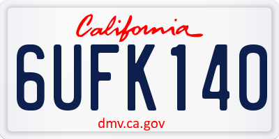 CA license plate 6UFK140