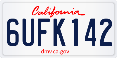 CA license plate 6UFK142