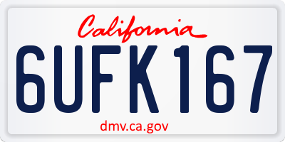 CA license plate 6UFK167