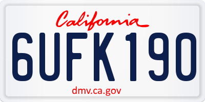 CA license plate 6UFK190