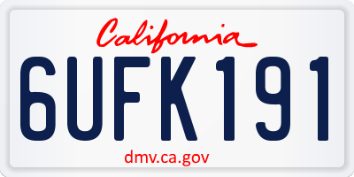 CA license plate 6UFK191