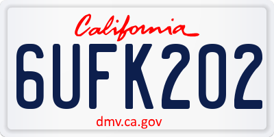 CA license plate 6UFK202