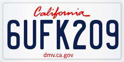 CA license plate 6UFK209