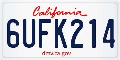 CA license plate 6UFK214