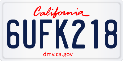 CA license plate 6UFK218