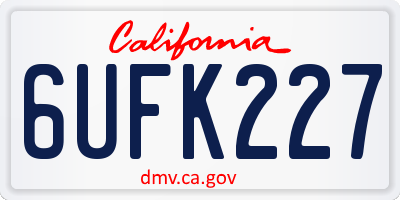 CA license plate 6UFK227